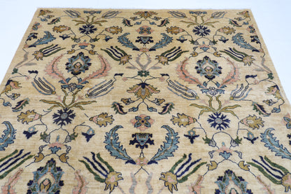 201 x 294 cm | Oriental Suzani Beige Area Rug Afghan Hand Knotted Veg Dye Wool carpet