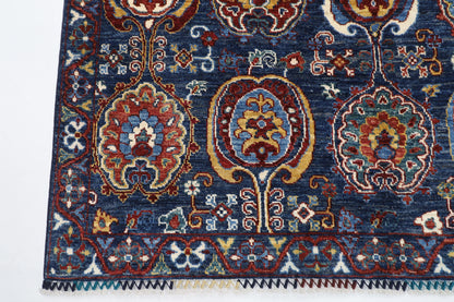 148 x 195 cm |  Floral Blue Tribal Area Rug Afghan Hand Knotted veg Dye Wool carpet