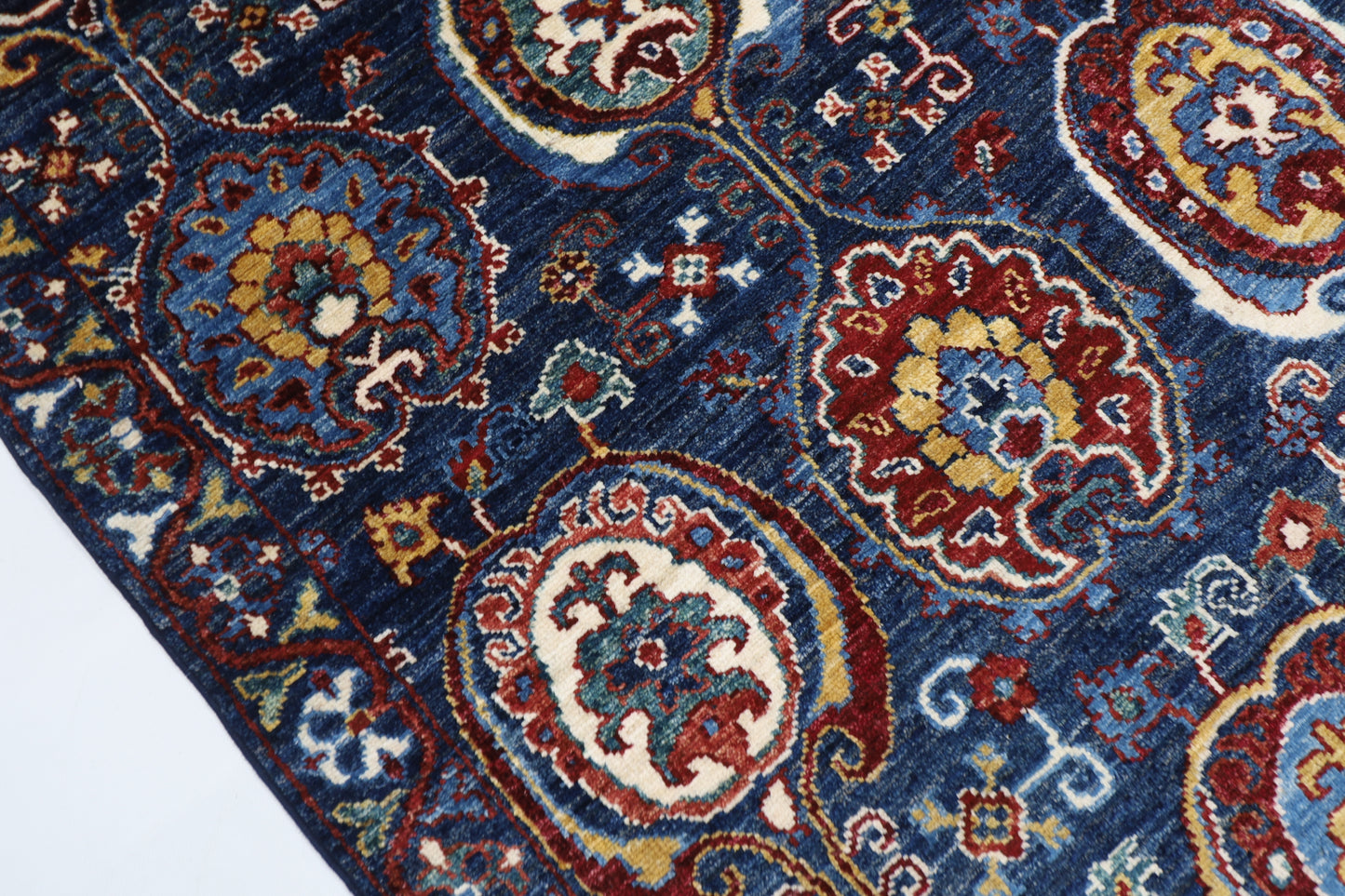 148 x 195 cm |  Floral Blue Tribal Area Rug Afghan Hand Knotted veg Dye Wool carpet