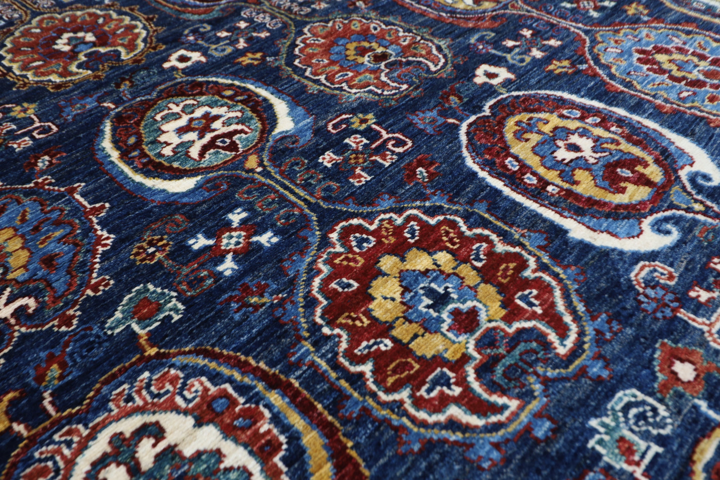 148 x 195 cm |  Floral Blue Tribal Area Rug Afghan Hand Knotted veg Dye Wool carpet