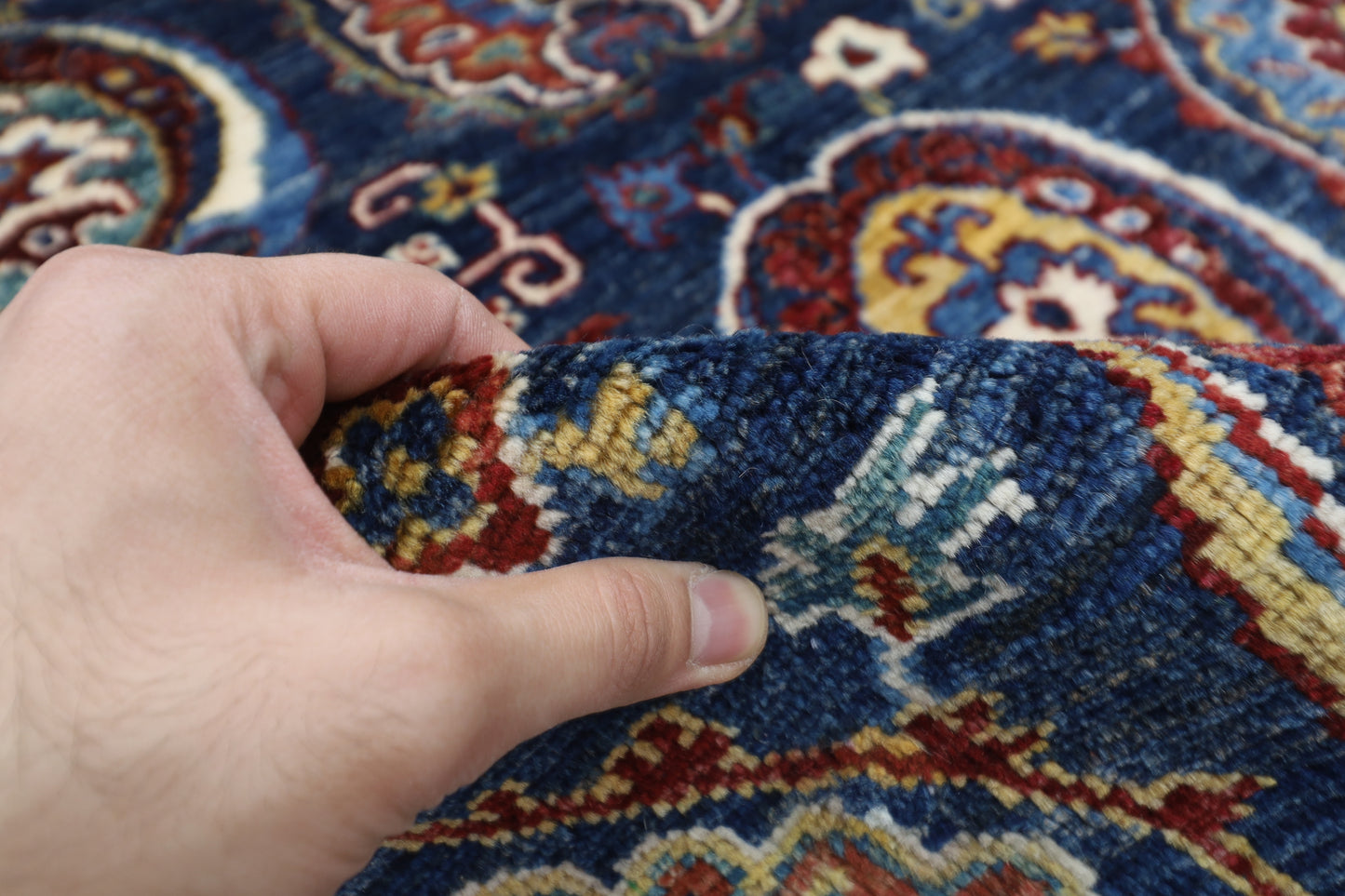 148 x 195 cm |  Floral Blue Tribal Area Rug Afghan Hand Knotted veg Dye Wool carpet