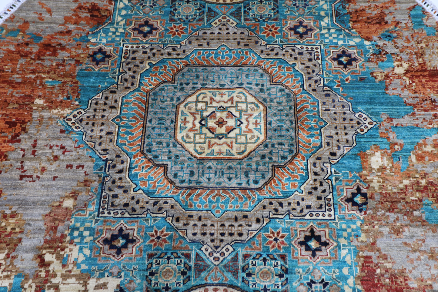 200 x 200 cm | Oriental Abstract Round Rug Afghan Hand Knotted Veg Dye Wool carpet