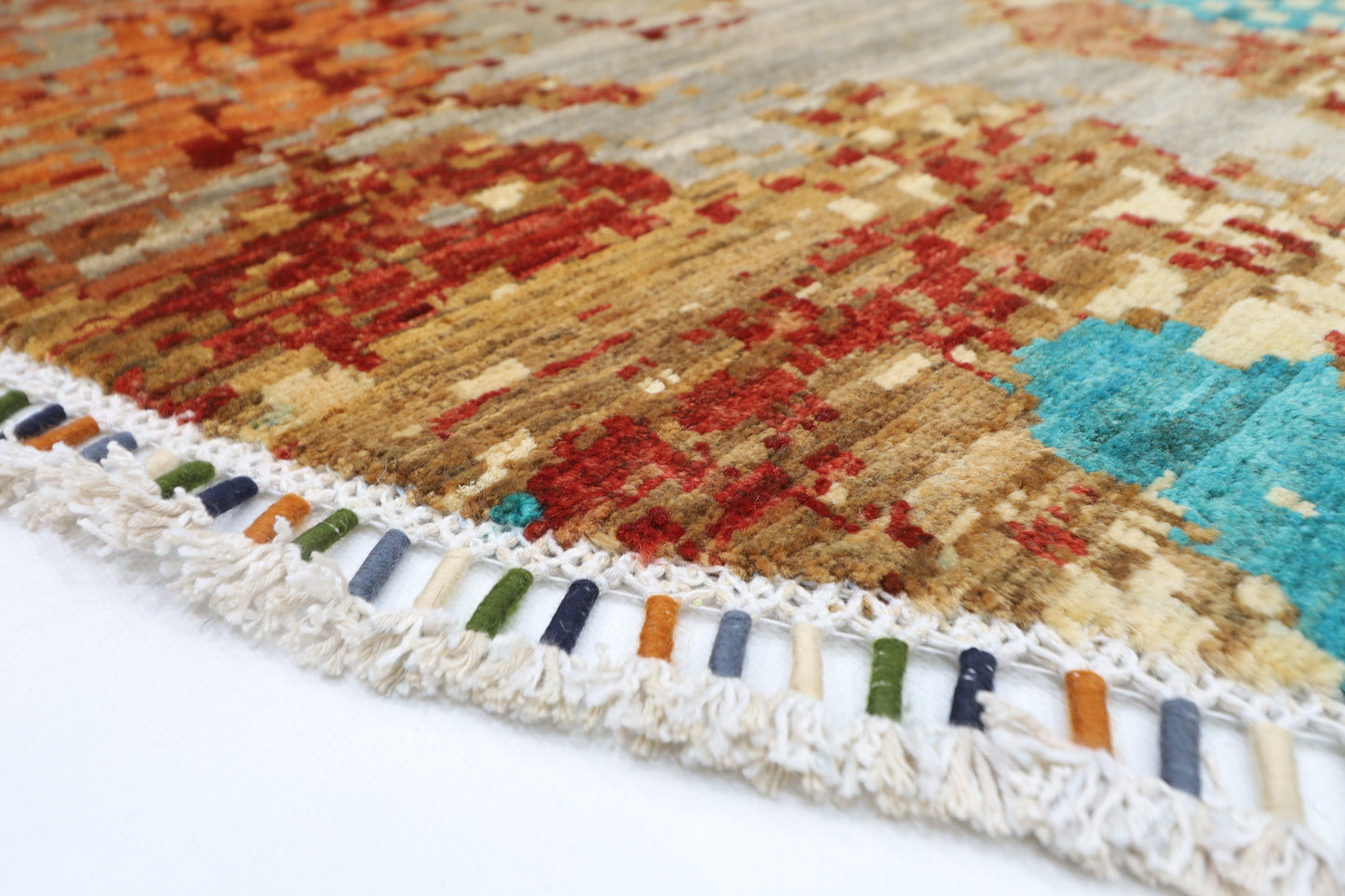 200 x 200 cm | Oriental Abstract Round Rug Afghan Hand Knotted Veg Dye Wool carpet