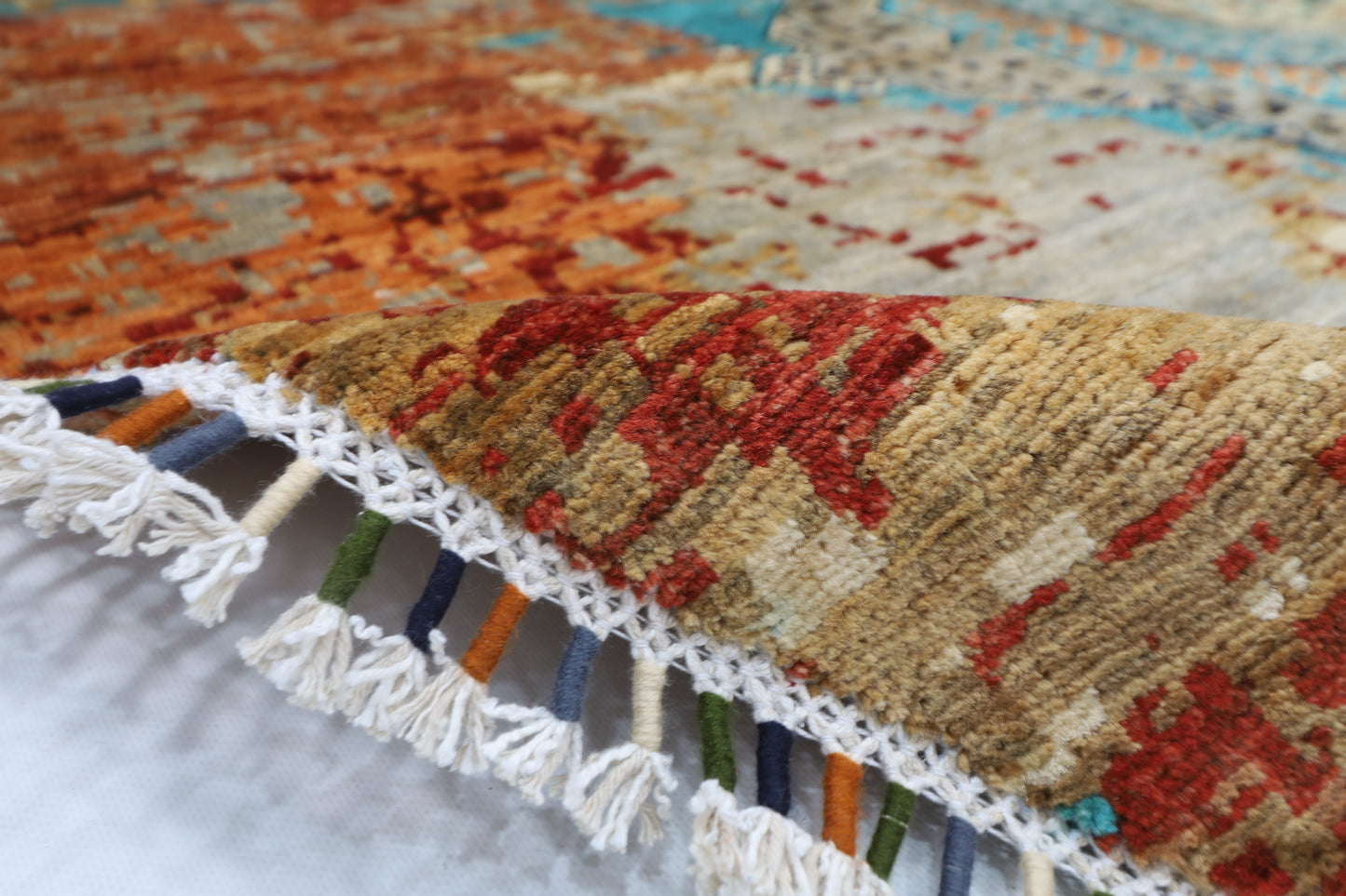 200 x 200 cm | Oriental Abstract Round Rug Afghan Hand Knotted Veg Dye Wool carpet
