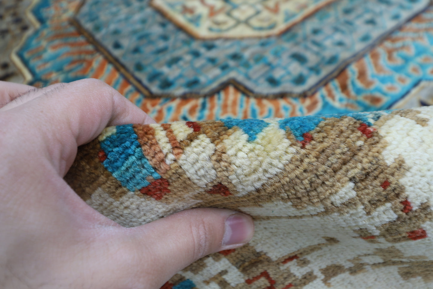 200 x 200 cm | Oriental Abstract Round Rug Afghan Hand Knotted Veg Dye Wool carpet
