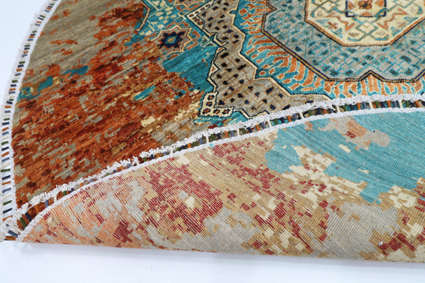 200 x 200 cm | Oriental Abstract Round Rug Afghan Hand Knotted Veg Dye Wool carpet