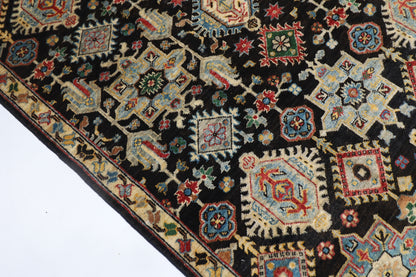 121 x 183 cm | Oriental Waziri Black Area Rug Afghan Hand Knotted Veg Dye Wool carpet