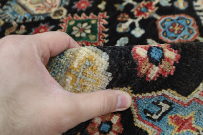 121 x 183 cm | Oriental Waziri Black Area Rug Afghan Hand Knotted Veg Dye Wool carpet