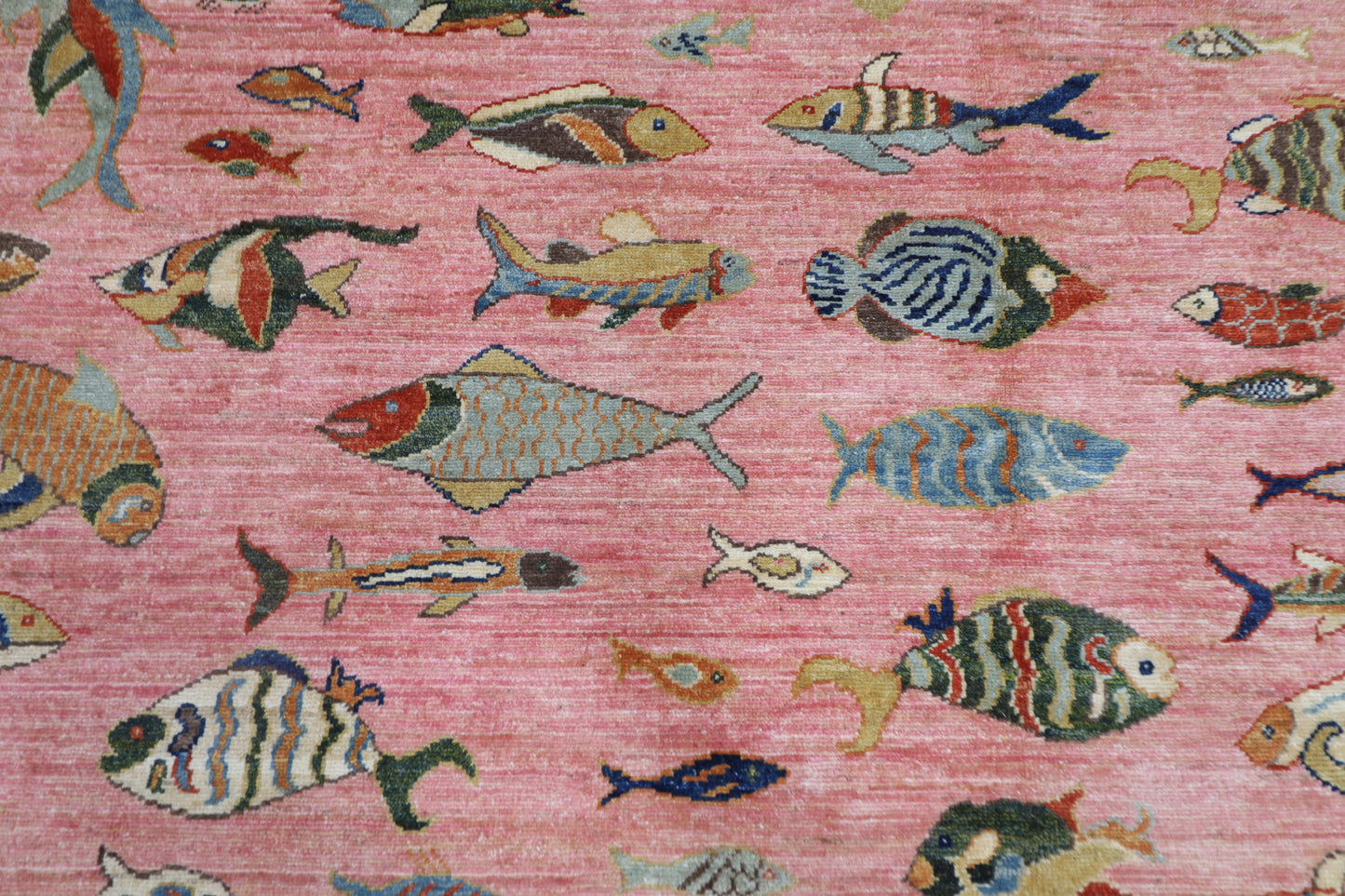 176 x 240 cm | Oriental Fish Pink Area Rug Afghan Hand Knotted Veg Dye Wool carpet