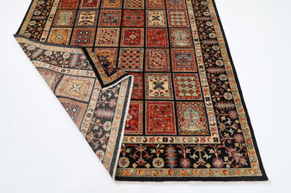 204 x 300 cm | Oriental Geometric Black Area Rug Afghan Hand Knotted Veg Dye Wool carpet