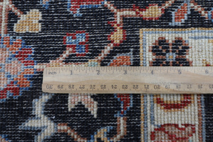204 x 300 cm | Oriental Geometric Black Area Rug Afghan Hand Knotted Veg Dye Wool carpet