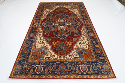 193 x 293 cm | Oriental Heriz Red Area Rug Afghan Hand Knotted Veg Dye Wool carpet