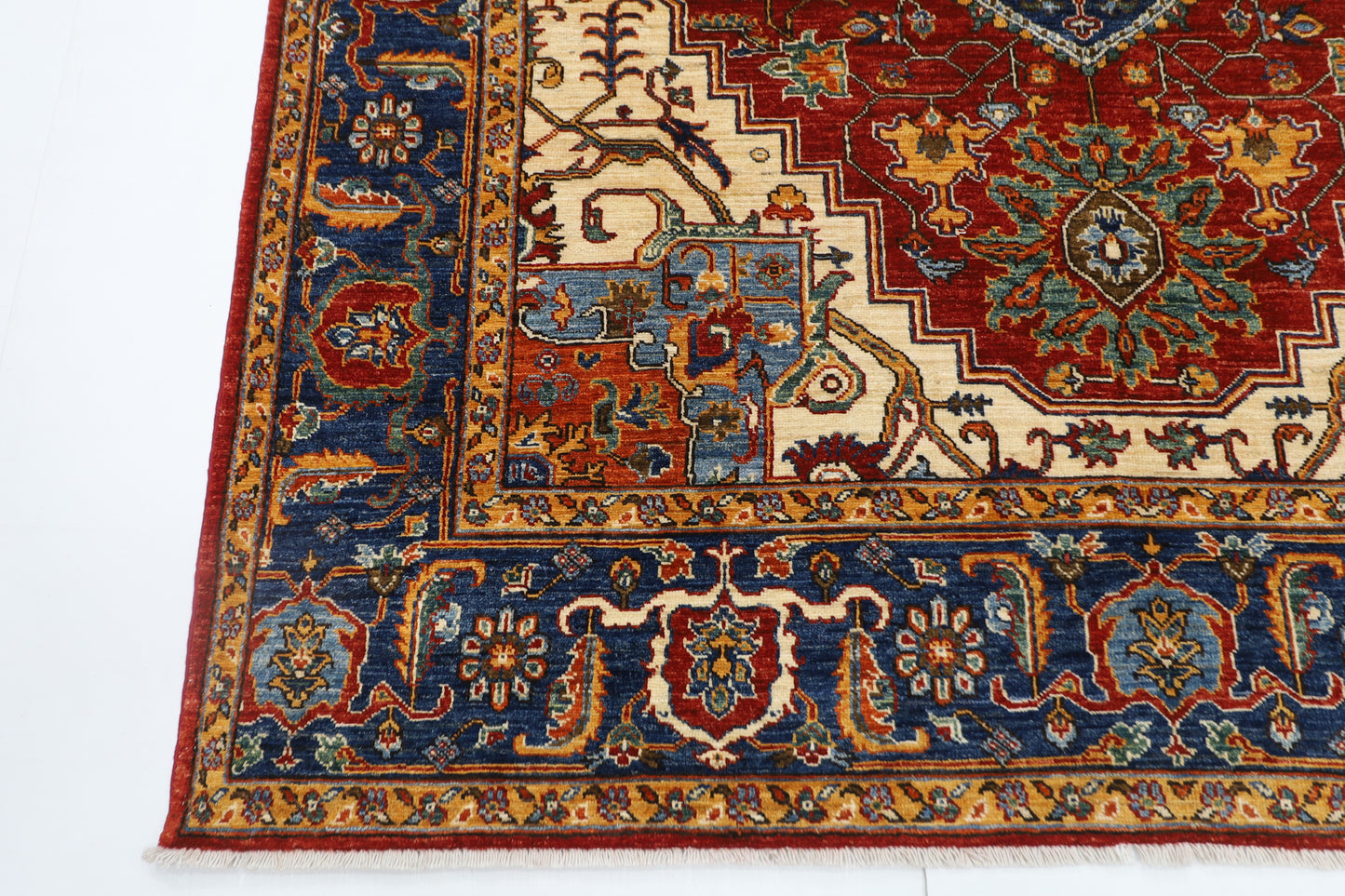 193 x 293 cm | Oriental Heriz Red Area Rug Afghan Hand Knotted Veg Dye Wool carpet