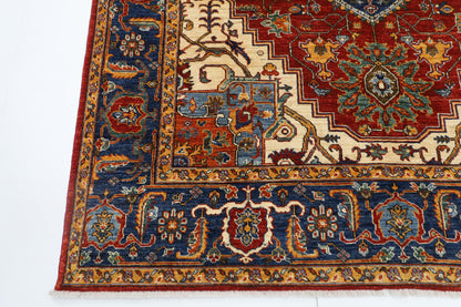 193 x 293 cm | Oriental Heriz Red Area Rug Afghan Hand Knotted Veg Dye Wool carpet