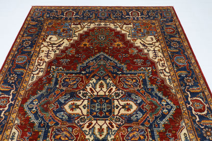 193 x 293 cm | Oriental Heriz Red Area Rug Afghan Hand Knotted Veg Dye Wool carpet