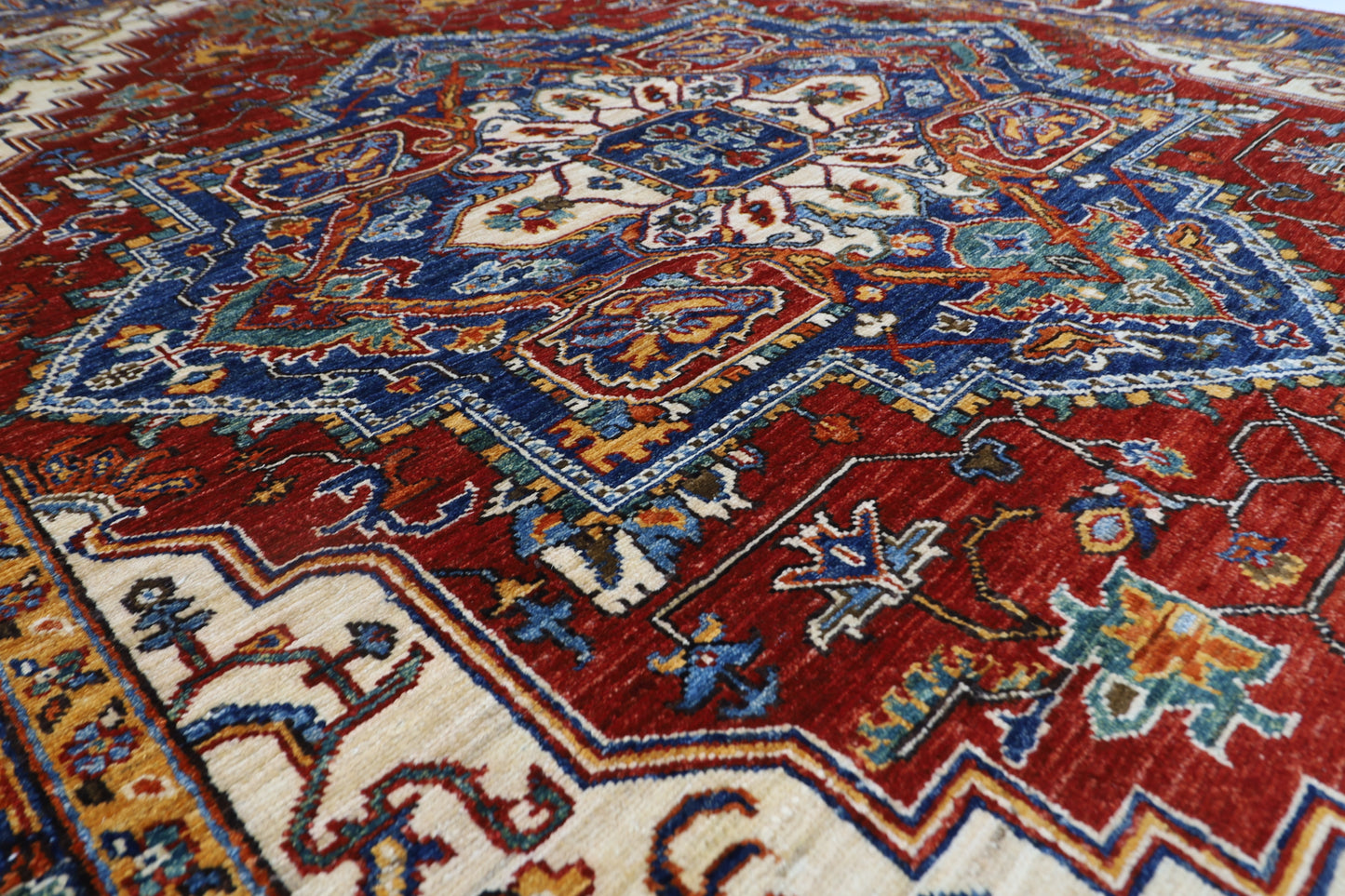 193 x 293 cm | Oriental Heriz Red Area Rug Afghan Hand Knotted Veg Dye Wool carpet