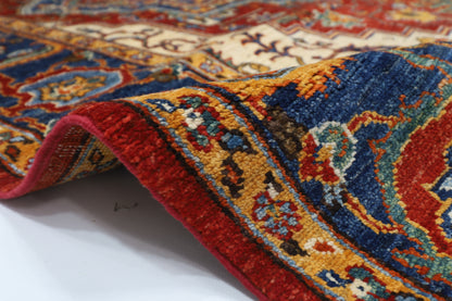 193 x 293 cm | Oriental Heriz Red Area Rug Afghan Hand Knotted Veg Dye Wool carpet