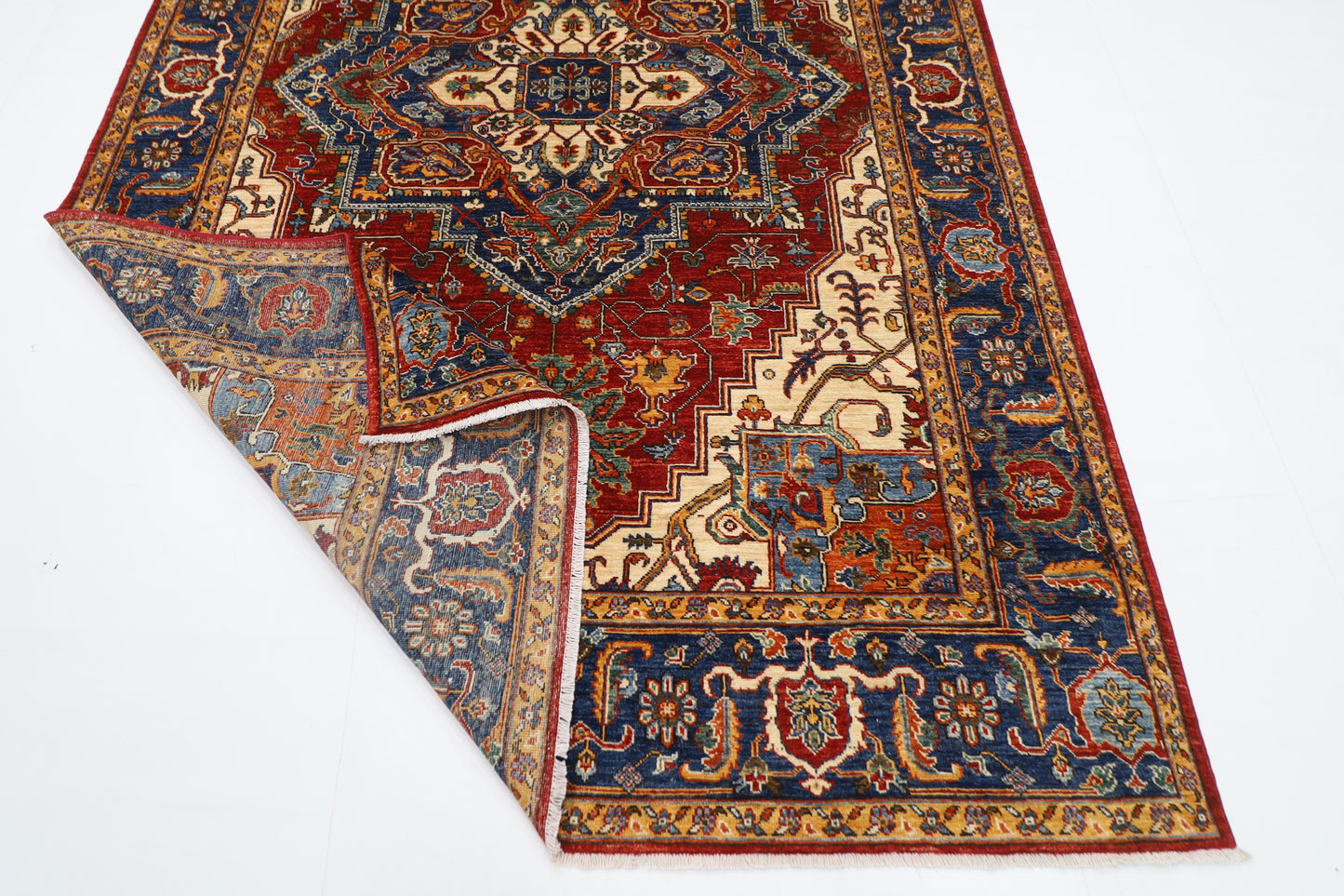 193 x 293 cm | Oriental Heriz Red Area Rug Afghan Hand Knotted Veg Dye Wool carpet