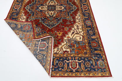 193 x 293 cm | Oriental Heriz Red Area Rug Afghan Hand Knotted Veg Dye Wool carpet