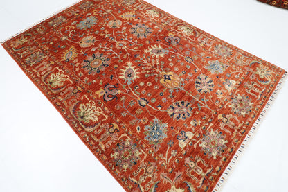 166 x 242 cm | Oriental Sultani Orange Area Rug Afghan Hand Knotted Veg Dye Wool carpet