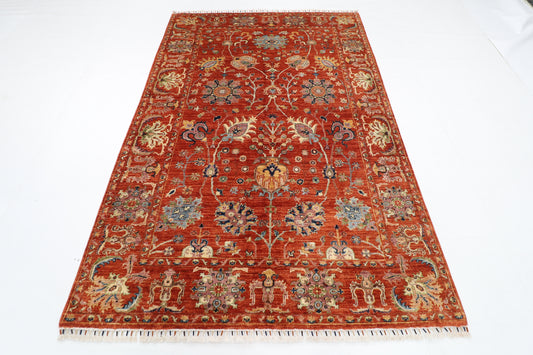 166 x 242 cm | Oriental Sultani Orange Area Rug Afghan Hand Knotted Veg Dye Wool carpet