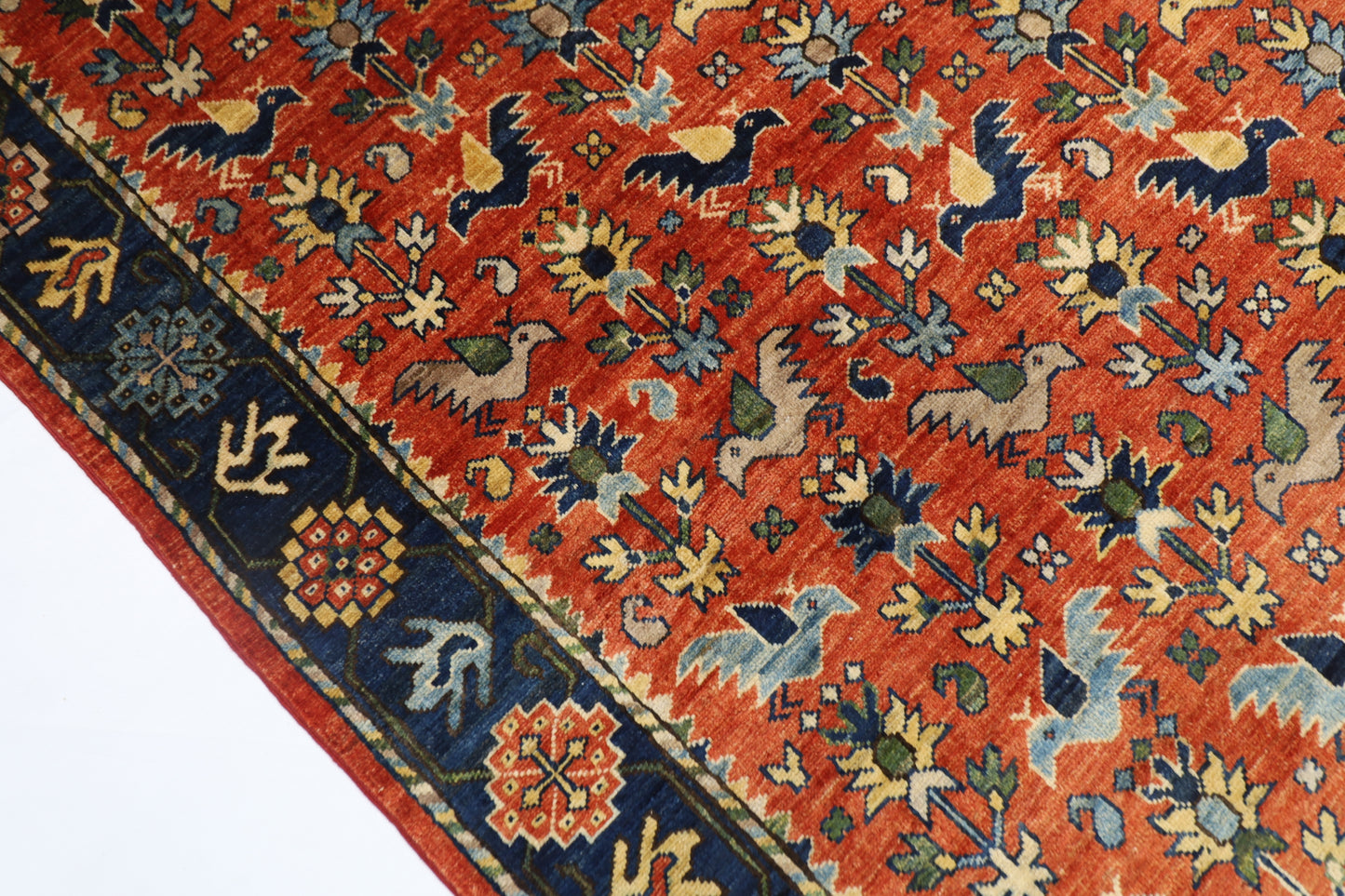 154 x 202 cm | Oriental Birds Area Rug Afghan Hand Knotted Veg Dye Wool carpet