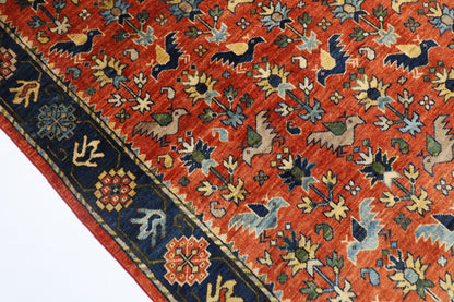 154 x 202 cm | Oriental Birds Area Rug Afghan Hand Knotted Veg Dye Wool carpet