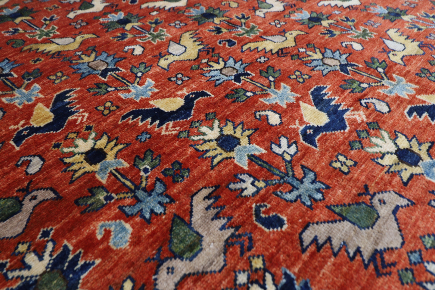 154 x 202 cm | Oriental Birds Area Rug Afghan Hand Knotted Veg Dye Wool carpet