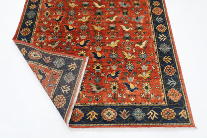154 x 202 cm | Oriental Birds Area Rug Afghan Hand Knotted Veg Dye Wool carpet