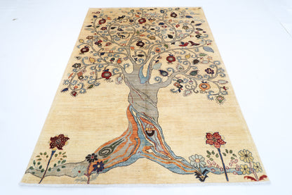 177 x 240 cm | Oriental Tree of life Area Rug Afghan Hand Knotted Veg Dye Wool carpet