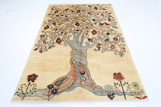 177 x 240 cm | Oriental Tree of life Area Rug Afghan Hand Knotted Veg Dye Wool carpet