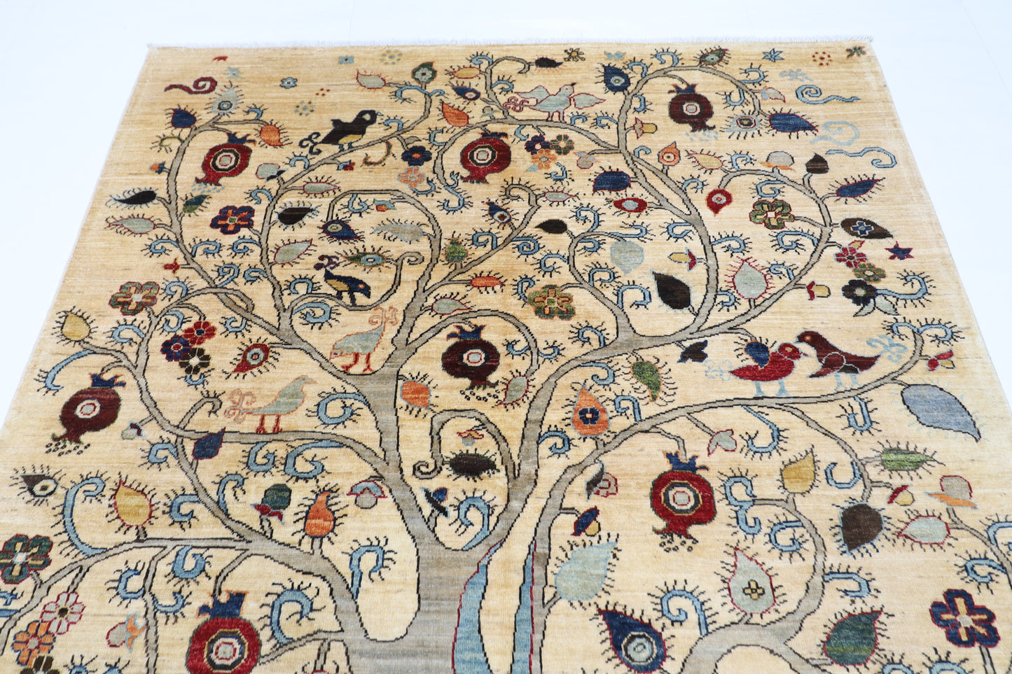 177 x 240 cm | Oriental Tree of life Area Rug Afghan Hand Knotted Veg Dye Wool carpet