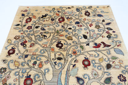 177 x 240 cm | Oriental Tree of life Area Rug Afghan Hand Knotted Veg Dye Wool carpet