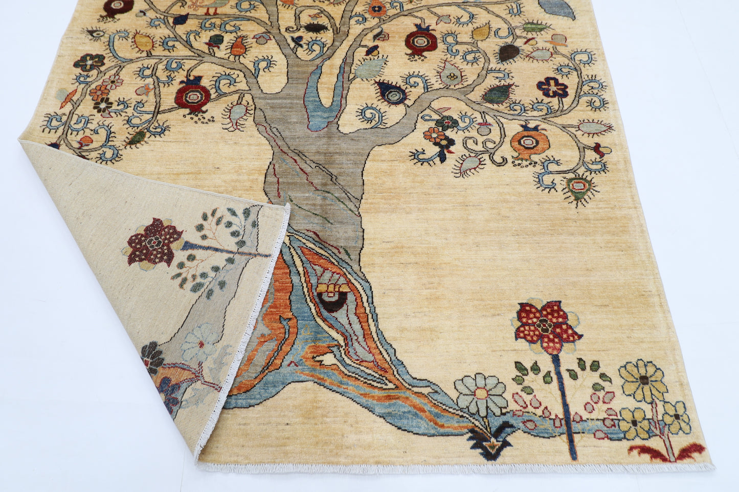 177 x 240 cm | Oriental Tree of life Area Rug Afghan Hand Knotted Veg Dye Wool carpet