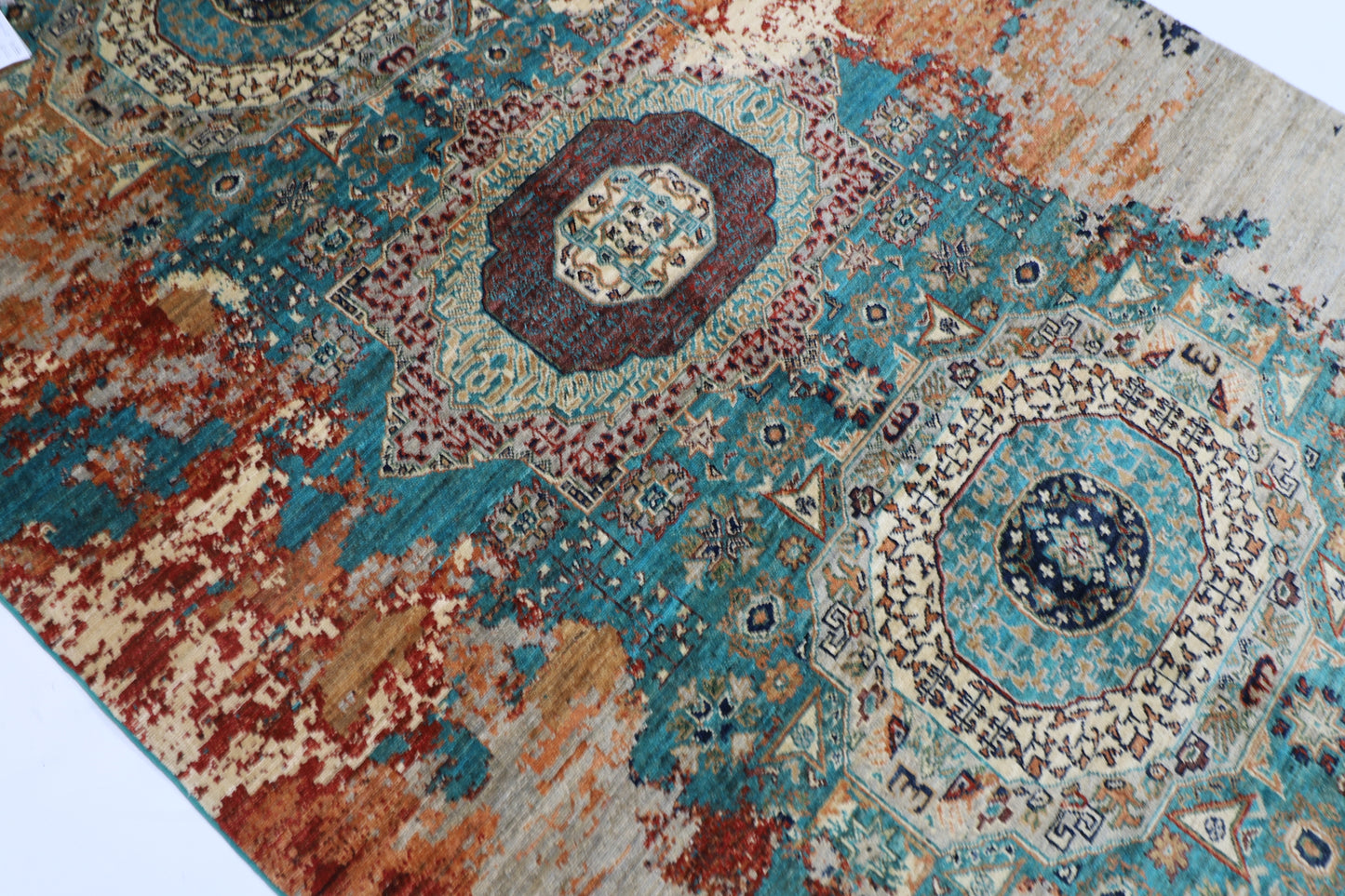 166 x 239 cm | Oriental Abstract Mamluk Area Rug Afghan Hand Knotted Veg Dye Wool carpet