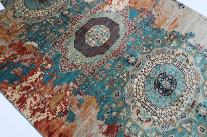 166 x 239 cm | Oriental Abstract Mamluk Area Rug Afghan Hand Knotted Veg Dye Wool carpet
