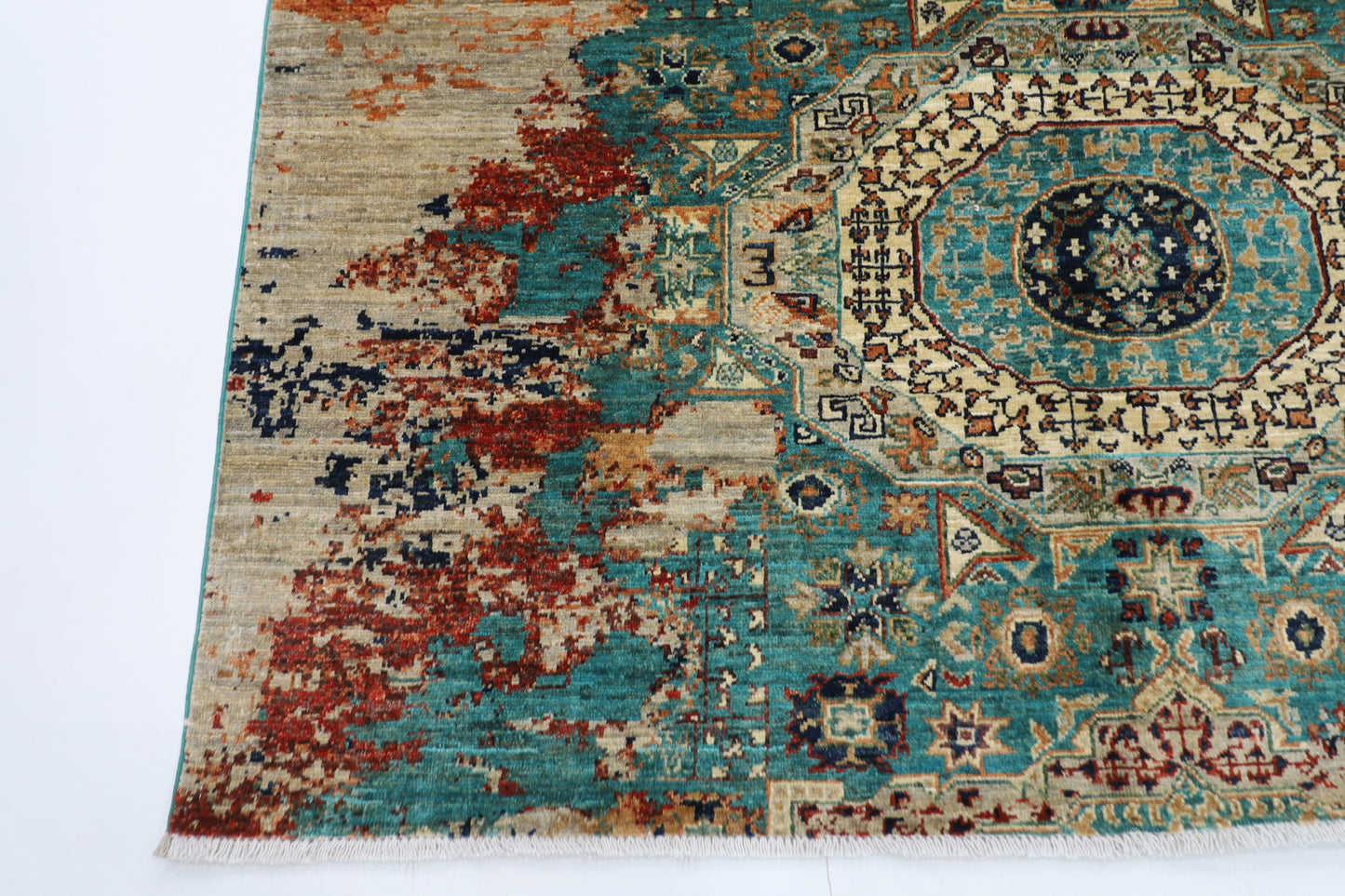 166 x 239 cm | Oriental Abstract Mamluk Area Rug Afghan Hand Knotted Veg Dye Wool carpet