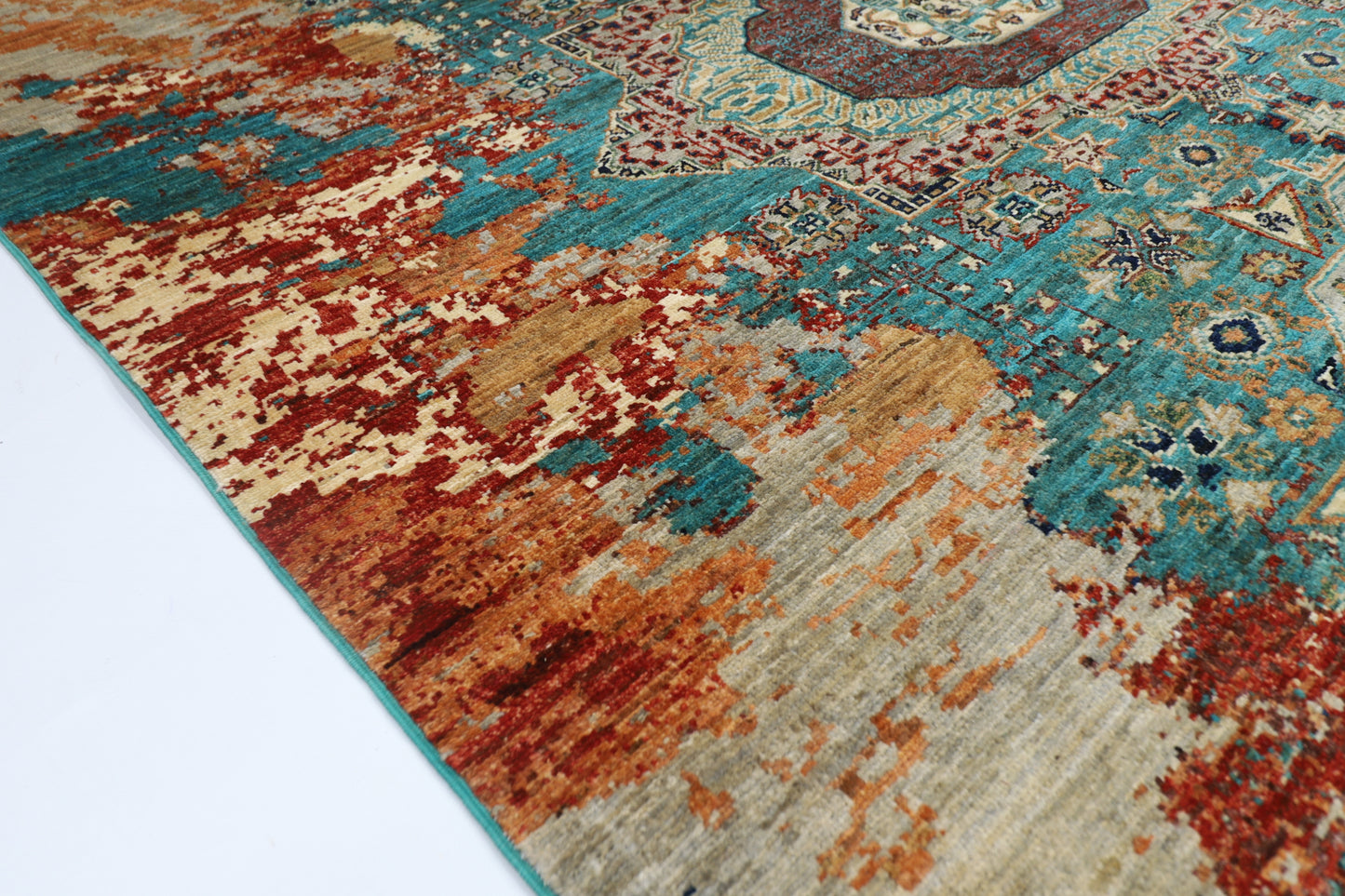 166 x 239 cm | Oriental Abstract Mamluk Area Rug Afghan Hand Knotted Veg Dye Wool carpet