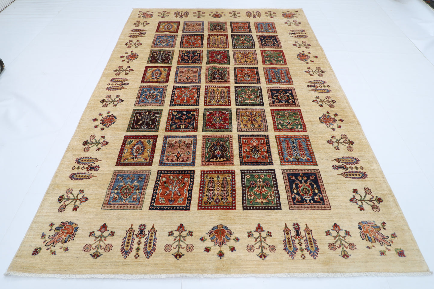 209 x 291 cm | Oriental Geometric Area Rug Afghan Hand Knotted Veg Dye Wool carpet