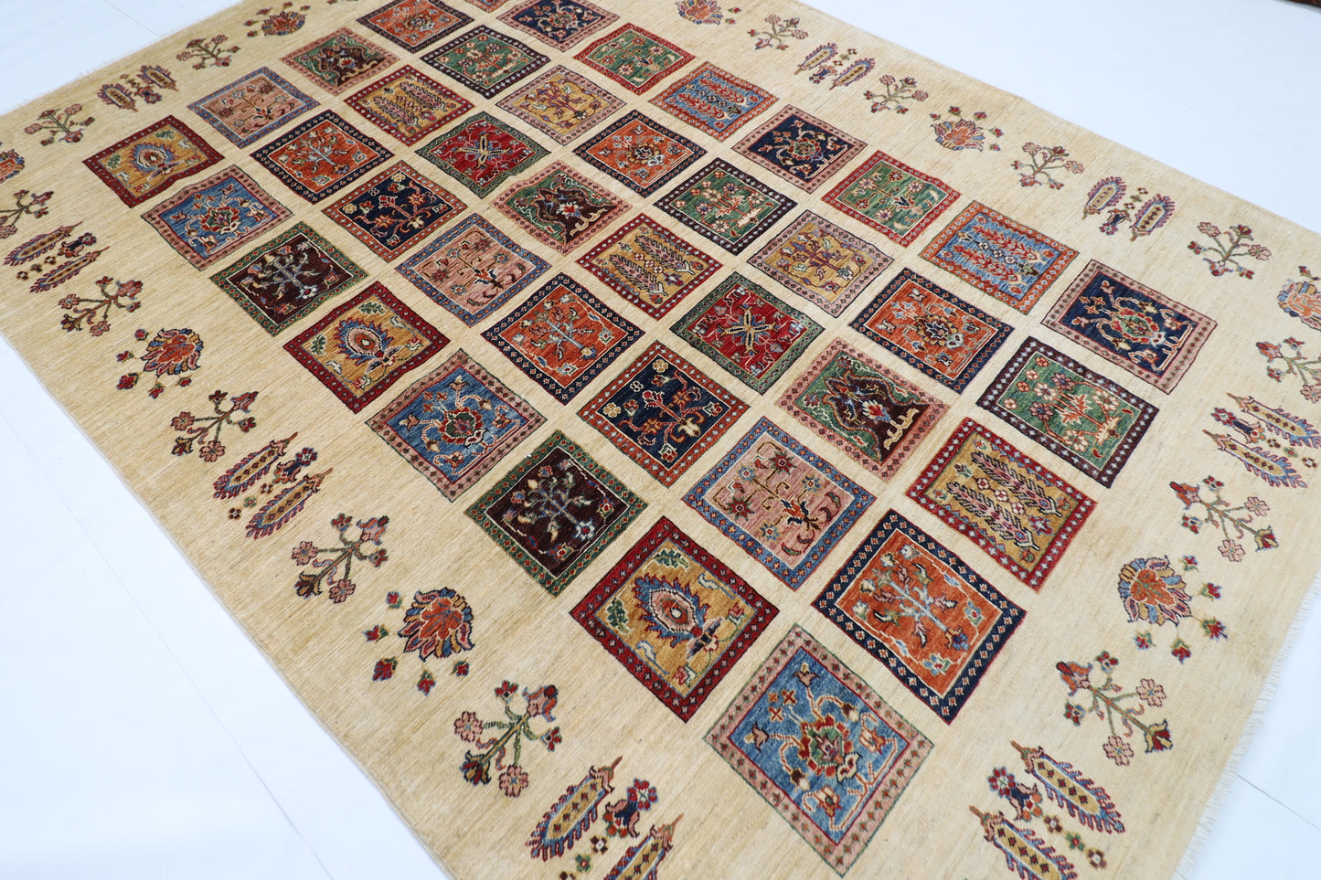 209 x 291 cm | Oriental Geometric Area Rug Afghan Hand Knotted Veg Dye Wool carpet