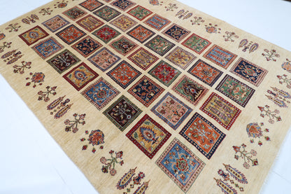 209 x 291 cm | Oriental Geometric Area Rug Afghan Hand Knotted Veg Dye Wool carpet