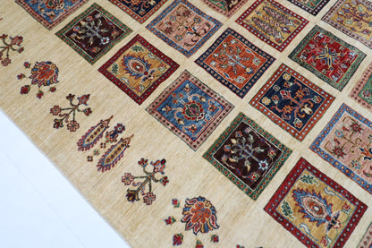209 x 291 cm | Oriental Geometric Area Rug Afghan Hand Knotted Veg Dye Wool carpet