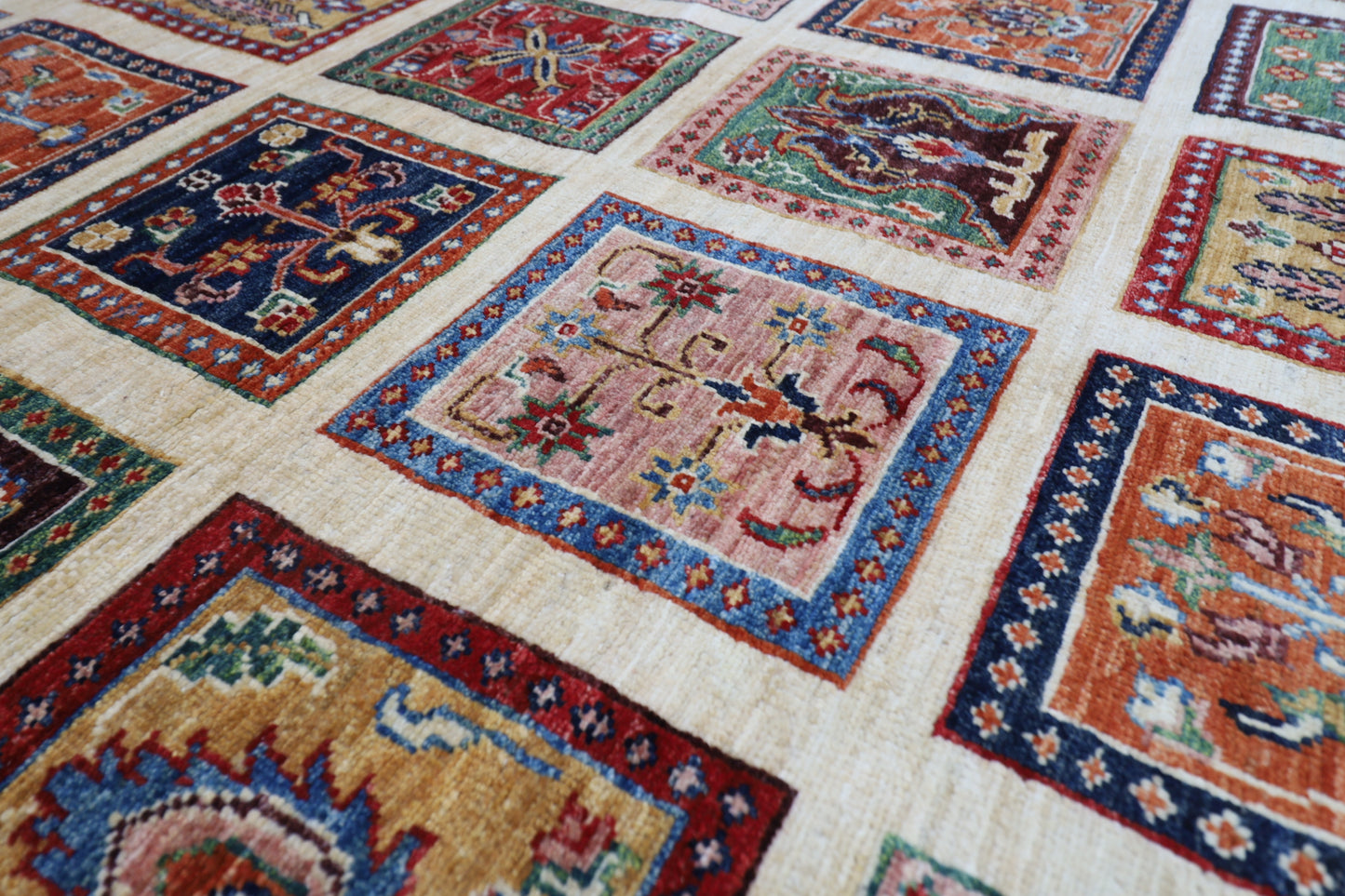 209 x 291 cm | Oriental Geometric Area Rug Afghan Hand Knotted Veg Dye Wool carpet