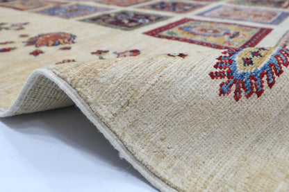 209 x 291 cm | Oriental Geometric Area Rug Afghan Hand Knotted Veg Dye Wool carpet