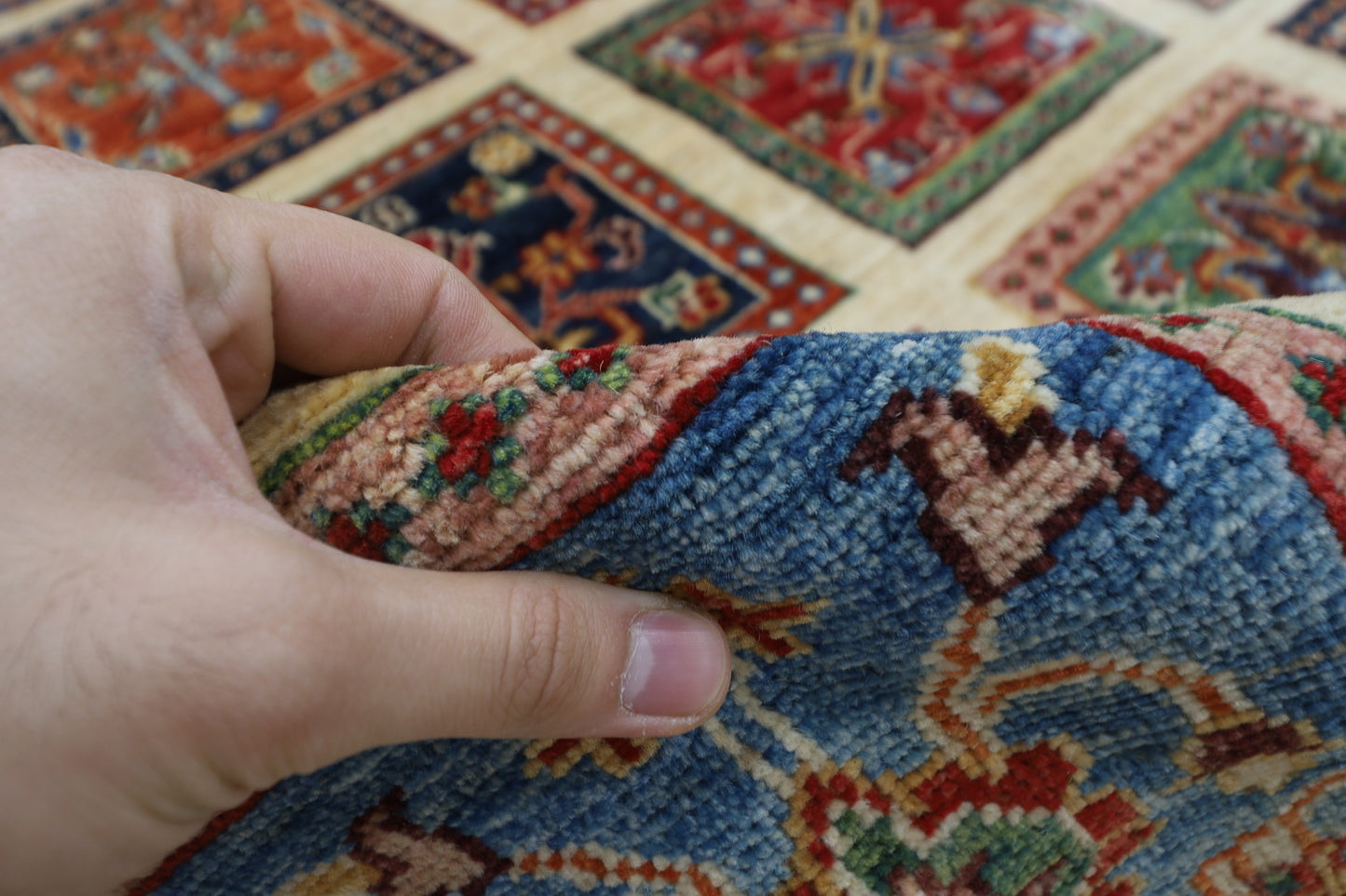 209 x 291 cm | Oriental Geometric Area Rug Afghan Hand Knotted Veg Dye Wool carpet