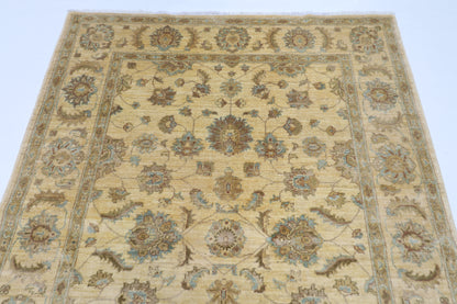 151 x 204 cm | Oriental Beige Area Rug Afghan Hand Knotted Veg Dye Wool carpet