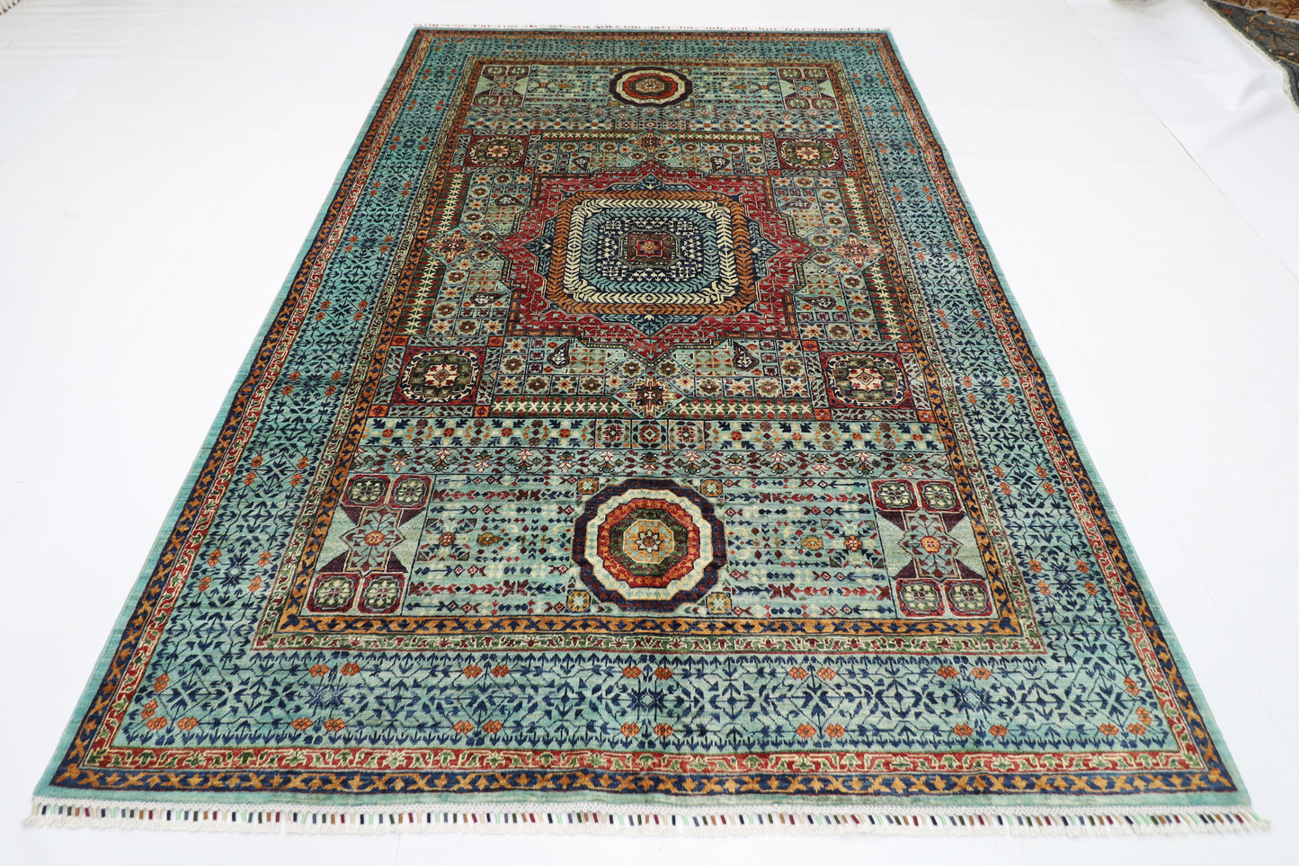 201 x 296 cm | Oriental Mamluk Area Rug Afghan Hand Knotted Veg Dye Wool carpet