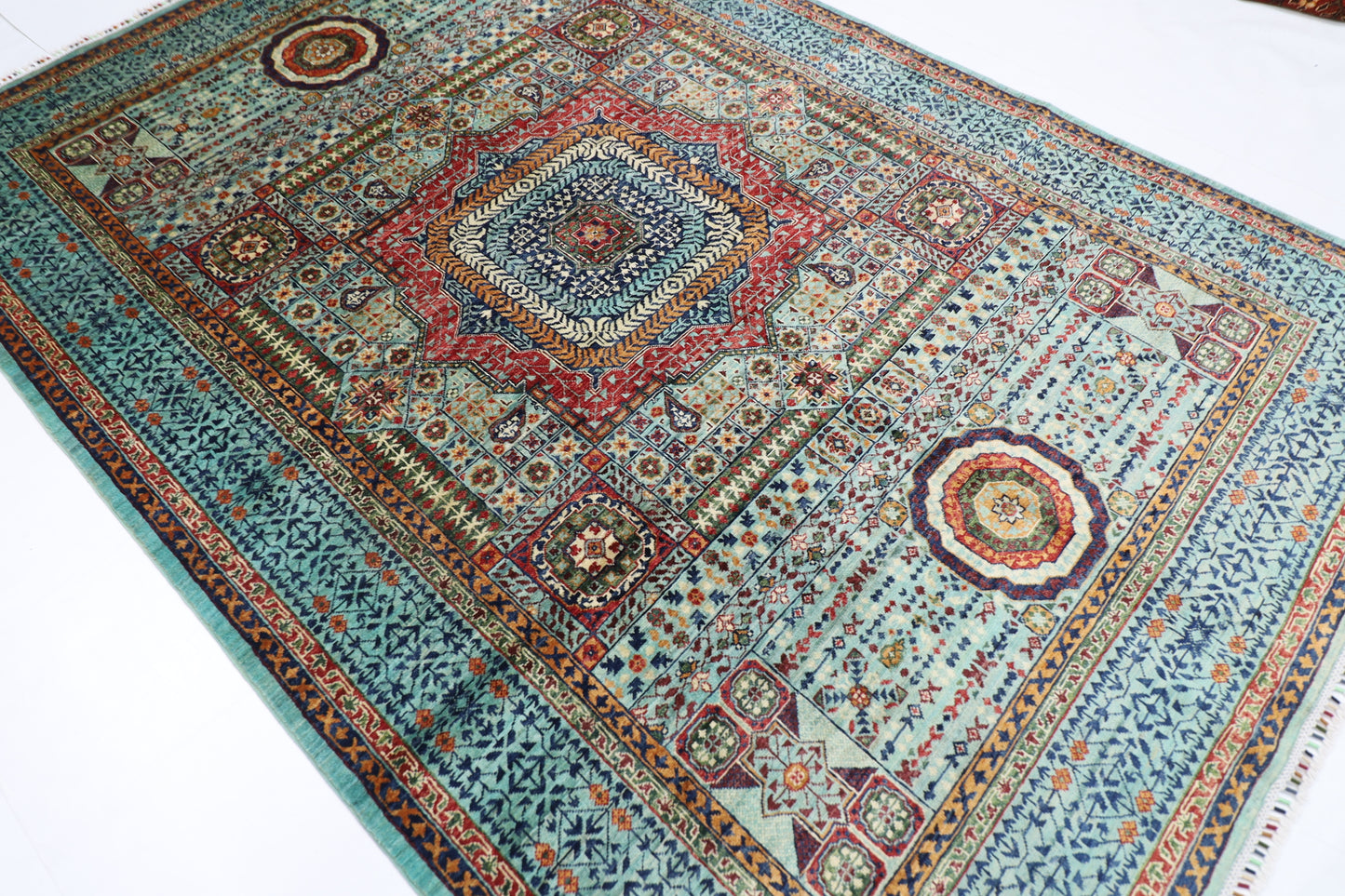 201 x 296 cm | Oriental Mamluk Area Rug Afghan Hand Knotted Veg Dye Wool carpet