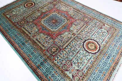 201 x 296 cm | Oriental Mamluk Area Rug Afghan Hand Knotted Veg Dye Wool carpet
