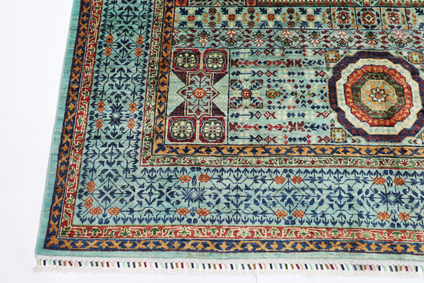 201 x 296 cm | Oriental Mamluk Area Rug Afghan Hand Knotted Veg Dye Wool carpet